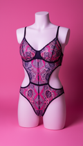 Sheer Mesh Bralette with Purple Embroidery